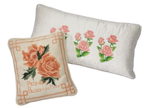 Green, Textile, Leaf, Flower, Pink, Cushion, Linens, Throw pillow, Peach, Home accessories, 