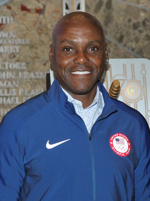 APRIL 27: Former Olympian Carl Lewis attends the Team USA Athletes Light The Empire State Building Red, White And Blue To Celebrate The 100 Day Countdown Rio 2016 Olympic Games at The Empire State Building on April 27, 2016 in New York City.