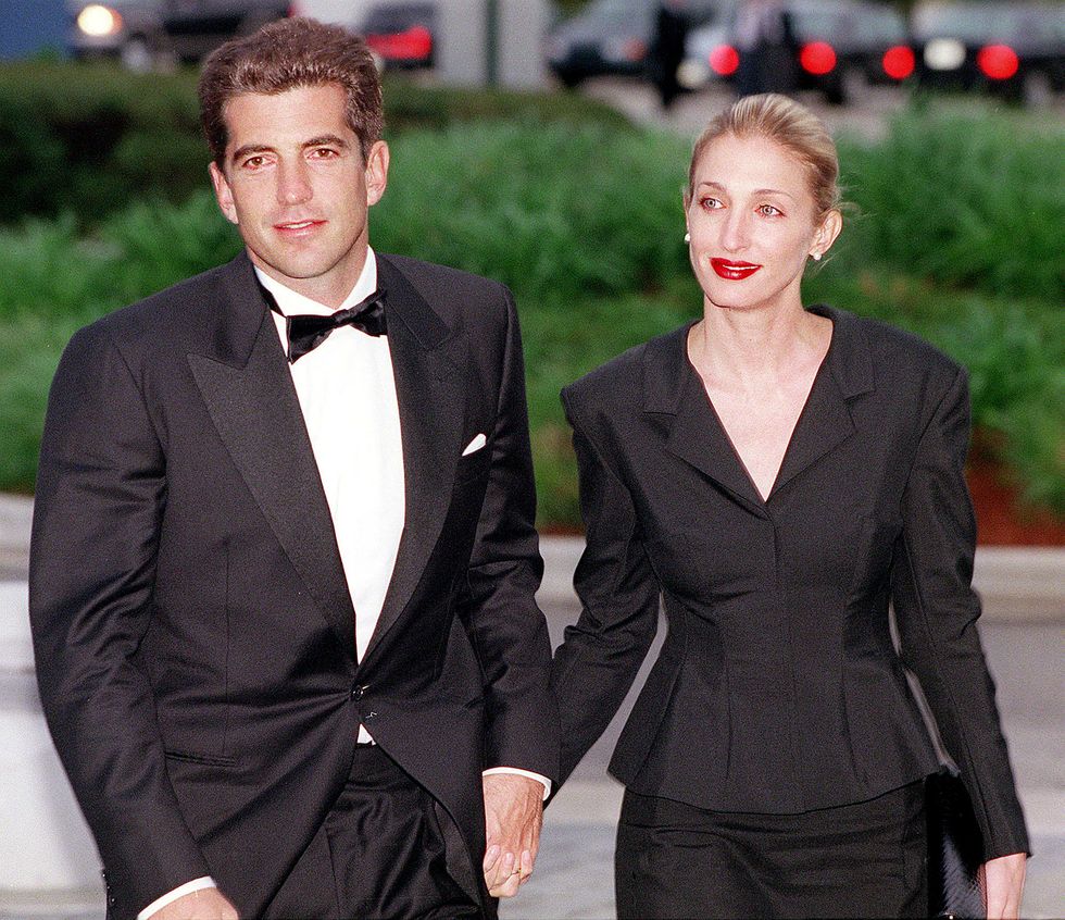 John F. Kennedy, Jr. and his wife Carolyn Bessette Kennedy arrive at the annual John F. Kennedy Library Foundation dinner and Profiles in Courage awards in honor of the former President's 82nd Birthday, Sunday, May 23, 1999 at the Kennedy Library in Boston, MA. (Photo by Justin Ide)