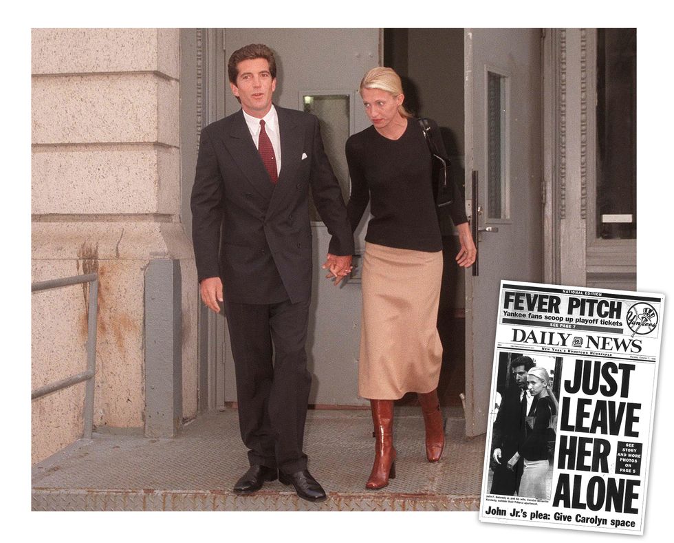 JFK-Carolyn Post Cover - OCTOBER 06: John F. Kennedy Jr. and bride Carolyn Bessette Kennedy stand in front of their apartment in Tribecca 1996