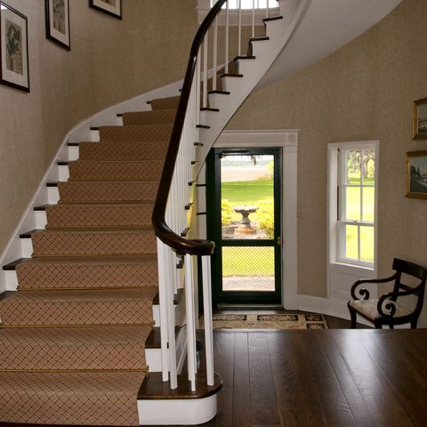 Stairs, Wood, Interior design, Floor, Brown, Room, Flooring, Architecture, Property, Hardwood, 