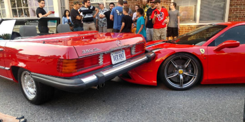 Classic Mercedes Ferrari Video Mercedes Benz Convertible Backs Into Ferrari 458 In Virginia
