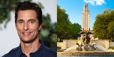 <p><strong>        University of Texas at Austin</strong><strong></strong></p><p><span class="redactor-invisible-space">McConaughey graduated from University of Texas at Austin with a bachelor's degree in radio-television-film. <span class="redactor-invisible-space">He</span></span><span class="redactor-invisible-space"> still regularly visits campus to attend the Longhorn's football games.<span class="redactor-invisible-space"> </span></span></p><p><span class="redactor-invisible-space"><span class="redactor-invisible-space">This summer, the <a href="http://www.latimes.com/entertainment/gossip/la-et-mg-matthew-mcconaughey-college-professor-20160701-snap-htmlstory.html" target="_blank">University of Texas at Austin announced</a> that McConaughey will be returning to his alma mater to assist in teaching a filmmaking class.<span class="redactor-invisible-space"></span></span></span><br></p><p><span class="redactor-invisible-space"><span class="redactor-invisible-space"><span class="redactor-invisible-space"></span></span></span></p>