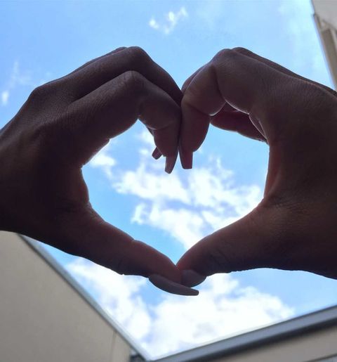 Finger, Sky, People in nature, Nail, Gesture, Wrist, Thumb, Azure, Love, Daylighting, 