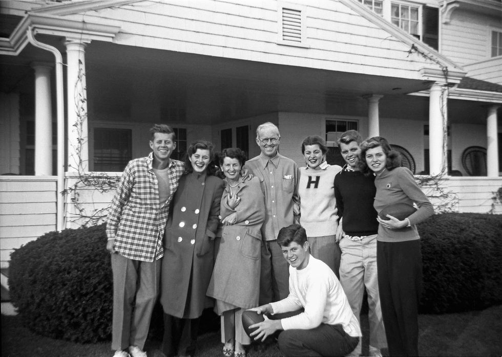 Photograph, Standing, House, Family, Vintage clothing, Event, Black-and-white, Monochrome, 