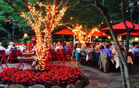 The outdoor terrace at L'Auberge Chez Francois