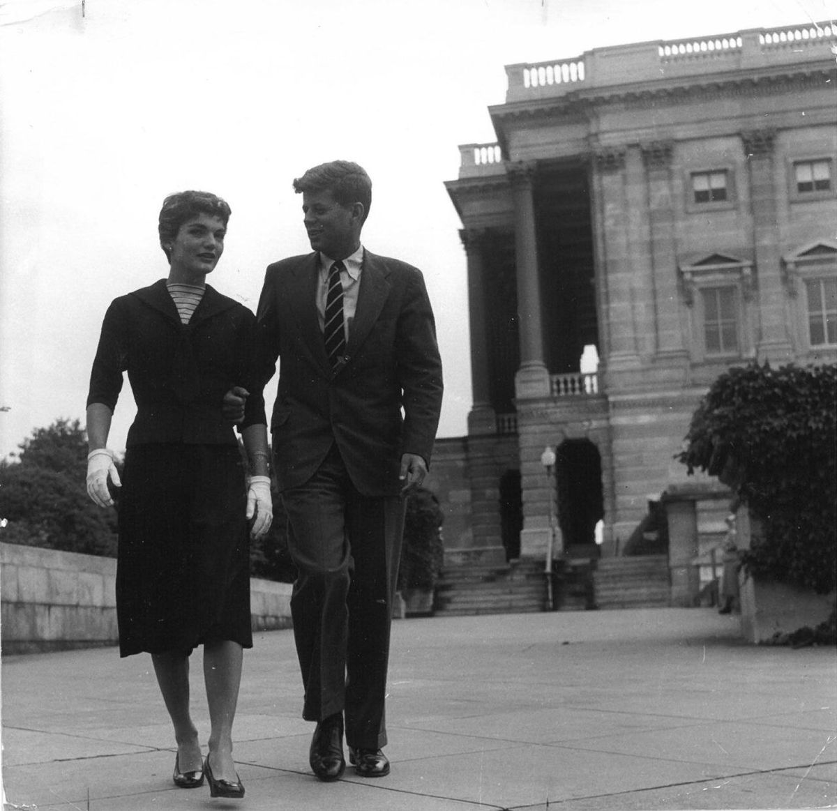 A rare photo of the young Kennedy couple.
