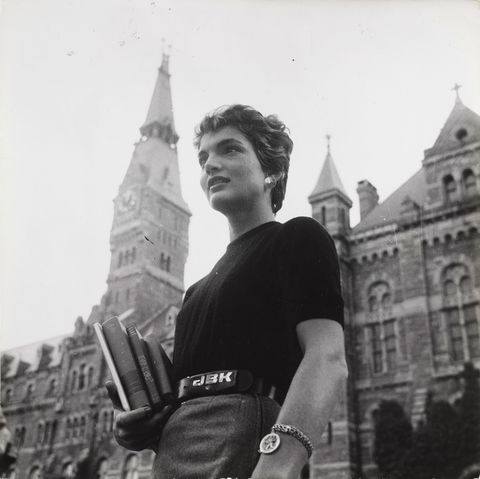 Jackie Kennedy on the Georgetown campus in May 1954.