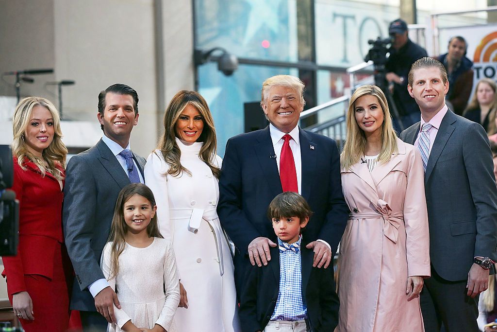 Donald Trump poses with his family.