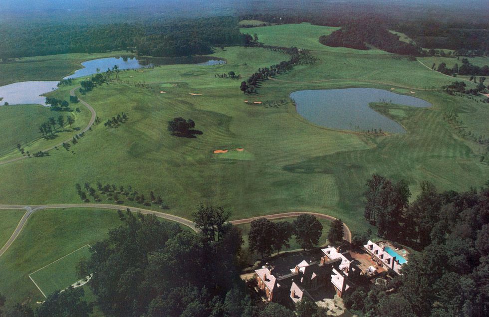 A 1987 aerial view shoes only a fraction of the Kluges' Charlottesville estate.