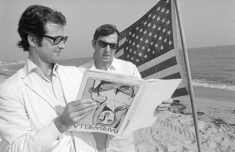 Terry Southern and Robert Fraser on the Beach in Malibu, 1965