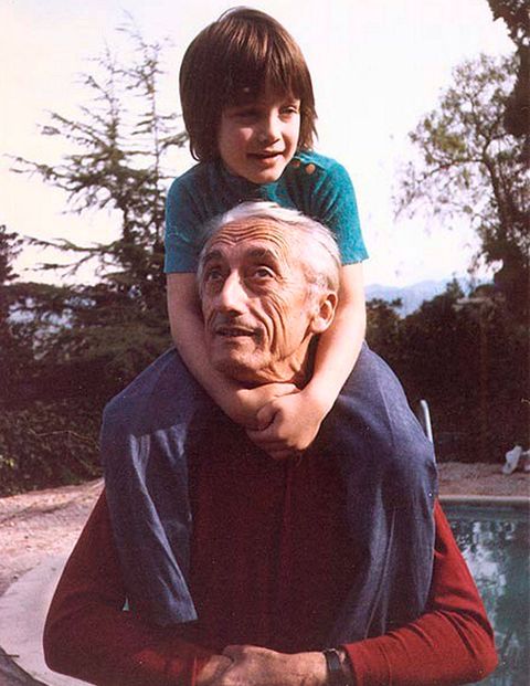 Fabien, age three, with Jacques-Yves in 1970.