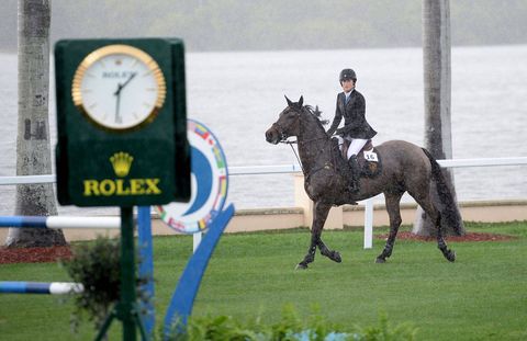 Even a torrential downpour wasn't enough to stop Palm Beach's horsey set from coming to Mar-a-Lago this past Sunday for the second annual Trump Invitational Grand Prix show jumping competition.More than 600 guests paid $1,250 per seat to watch 36 riders, including Jessica Springsteen and a few other familiar faces from T&C's story about the show jumping world, compete for the $125,000 prize money in the backyard of the private club overlooking Lake Worth (Jennifer Gates, Bill Gates's daughter, rode in a $5,000 junior/amateur demonstration following the grand prix). Kent Farrington, onBlue Angel, won for the second year in a row.