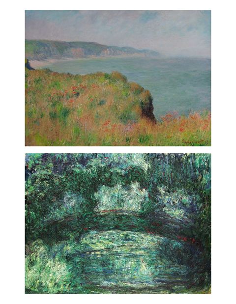 Claude Monet, <em>Sur la falaise à Pourville,</em> 1882 (above), Lot, 10, and <em>Le Pont Japonais, </em> 1918-24, Lot 28.