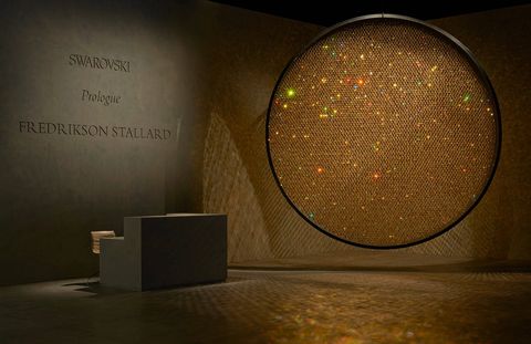"Prologue," by Fredrikson Stallard in collaboration with Swarovski, features 8000 golden Swarovski crystals.