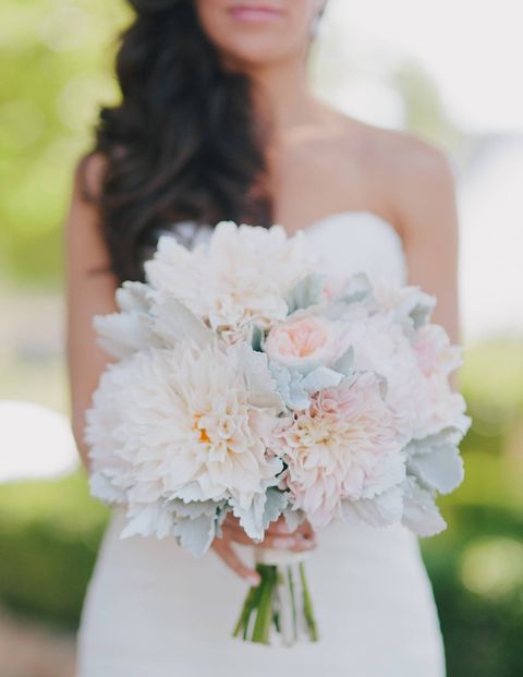 Petal, Bouquet, Flower, Dress, Pink, Peach, Cut flowers, Wedding dress, Flowering plant, Floristry, 
