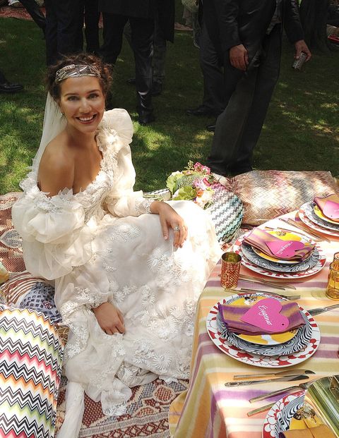 Bride Margherita Missoni takes a break during her wedding festivities. 