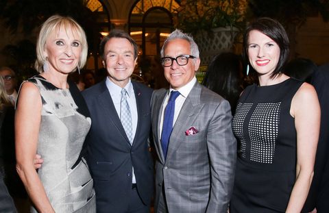 Last week, Town & Country celebrated the launch of Town & Country Travel at the Plaza Hotel's Palm Court, which has been newly invigorated by the hotel's culinary director (and Iron Chef winner) Geoffrey Zakarian. Originally in production from 2003-2008, Town & Country Travel hit last week under the guidance of travel editor at large Klara Glowczewska, who joined the magazine in June of this year. The magazine will launch with two issues per year, in the fall and spring.Pictured  aboved are travel editor at large Klara Glowczewska, Michael Clinton (president, marketing and publishing director, Hearst Magazines), chef Geoffrey Zakarian, and T&C publisher and chief revenue officer Jennifer Levene Bruno. Click through for a look at the fashionable event, which featured Tanqueray No. Ten cocktails by mixologist Brian Van Flandern.
