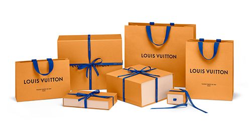 LOUIS VUITTON PARIS GIFT / SHOPPING BAG PAPER ORANGE & PURPLE