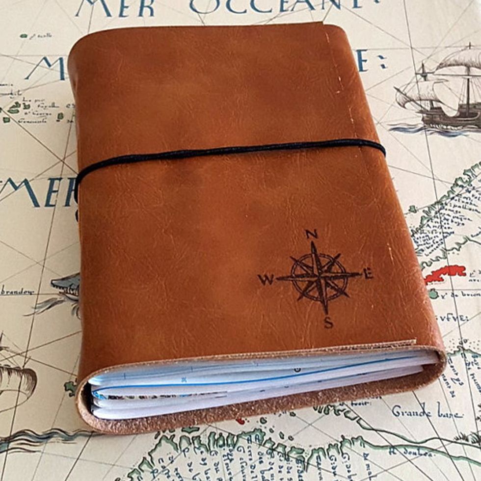 Leather Travel Journal With Vintage World Map Pages