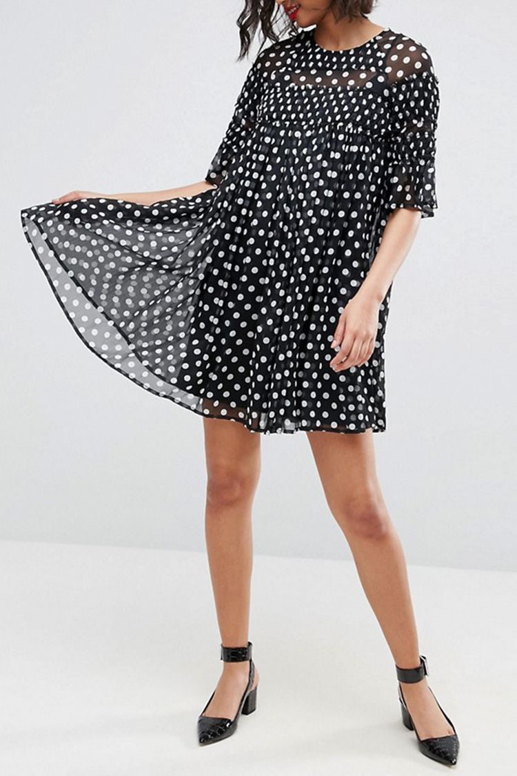 ASOS Polka-Dot Smocked Mini Dress