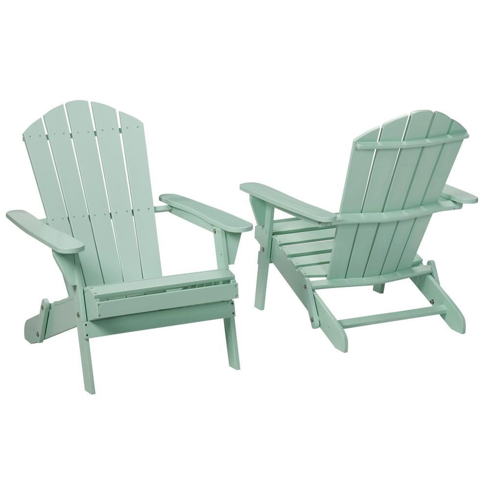 Hampton Bay Mist Folding Outdoor Adirondack Chair Set Of Two