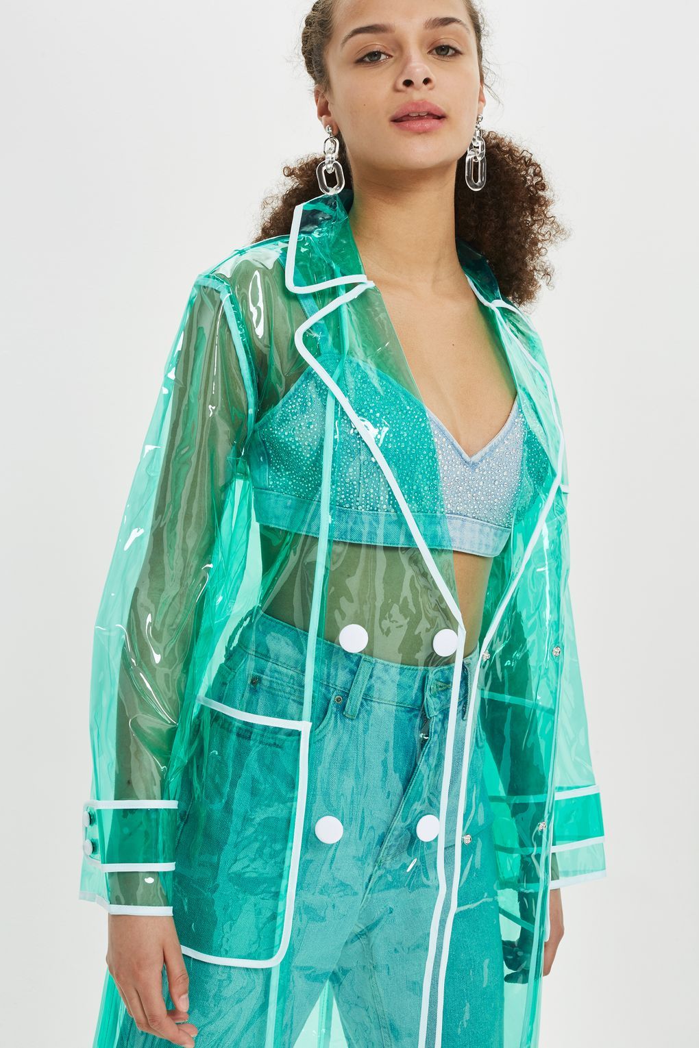 Clear vinyl best sale trench coat