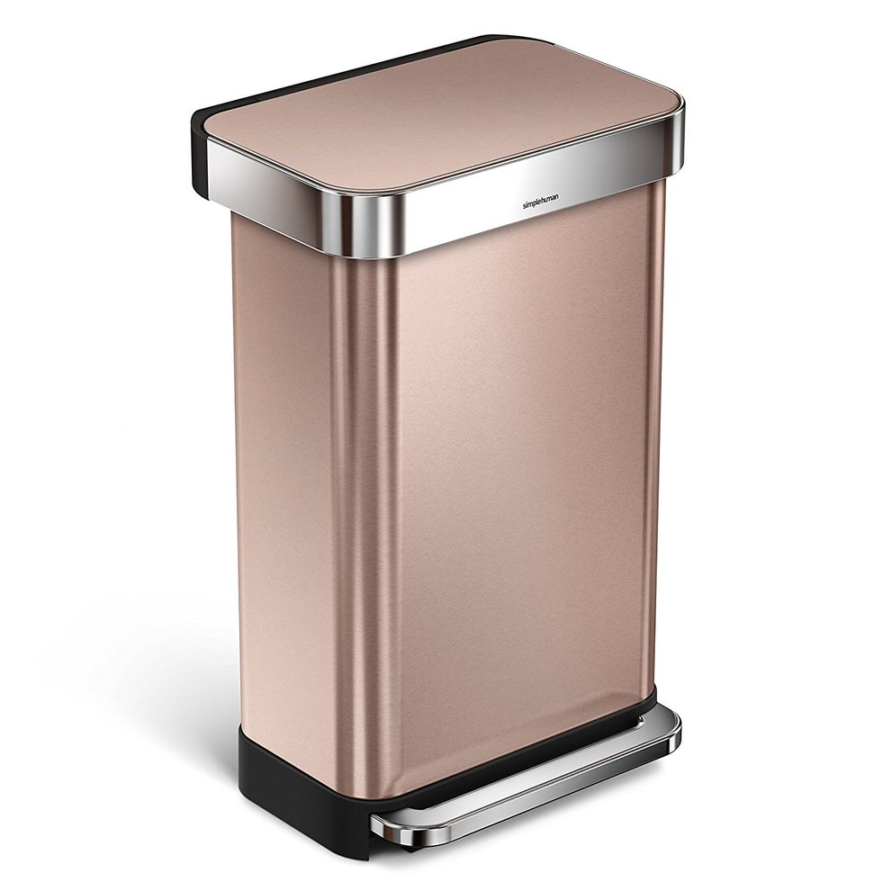 Simplehuman 12-Gallon Stainless Steel Step Trash Can in Rose Gold