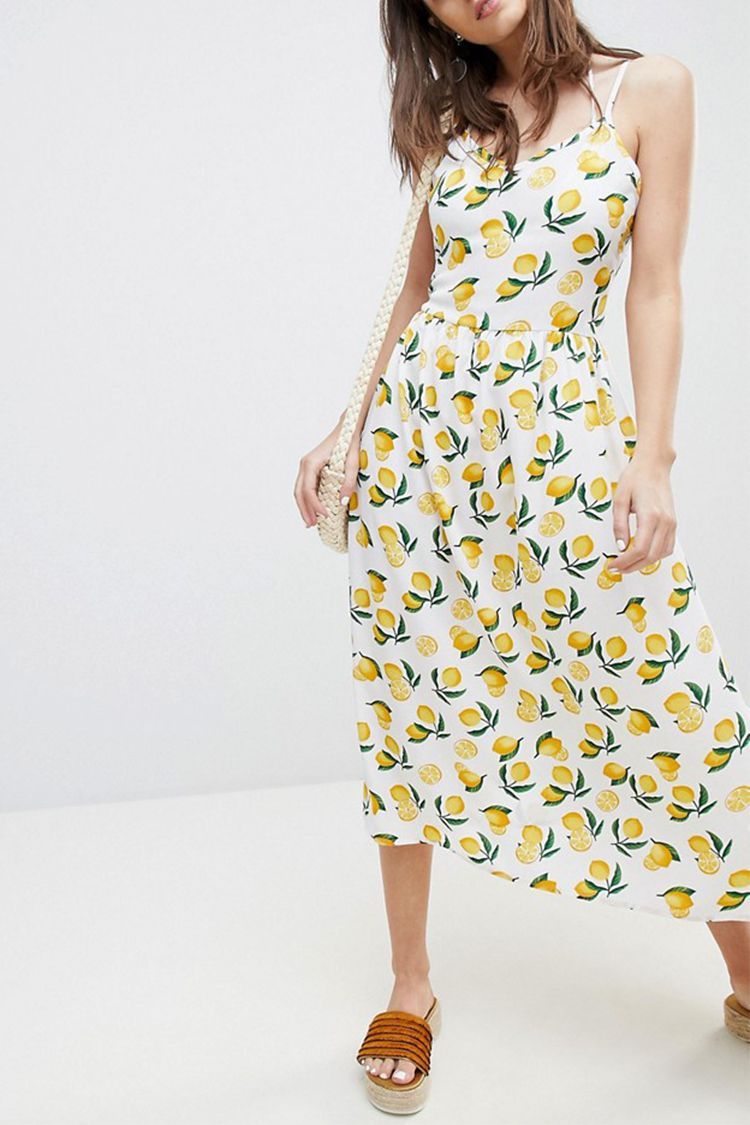 Lemon Print Dress... - Jimmy Choos & Tennis Shoes