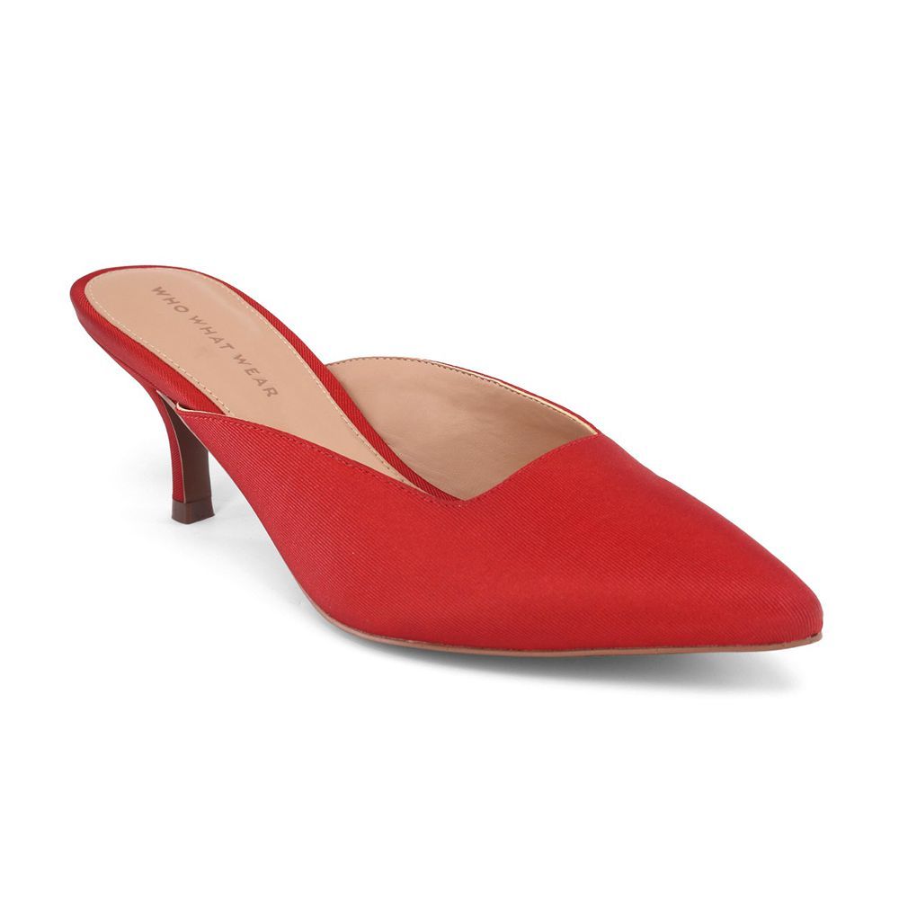 Red kitten heel mules hot sale