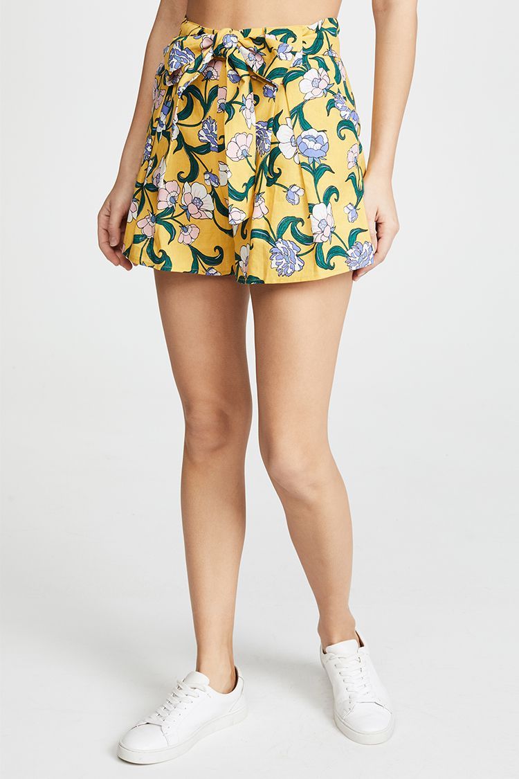 Moon River Tie-Front Floral Shorts