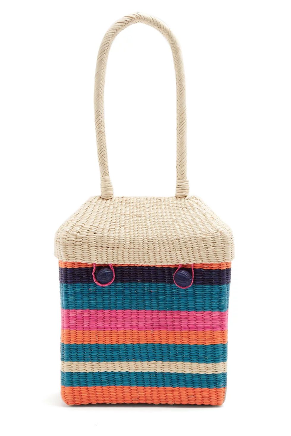 Serella Woven Toquilla-Straw Box Bag