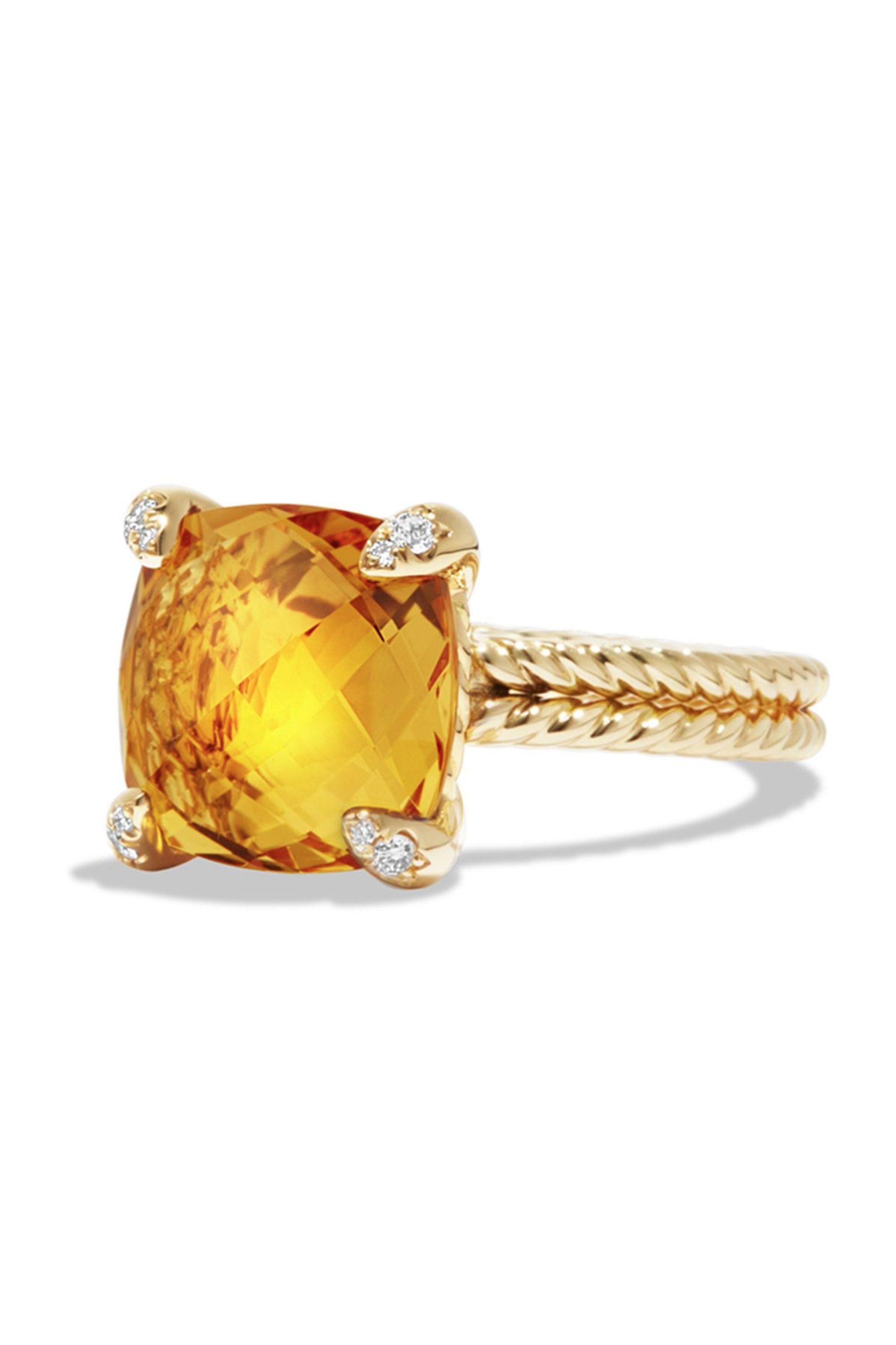 Châtelaine Ring with Citrine and Diamonds