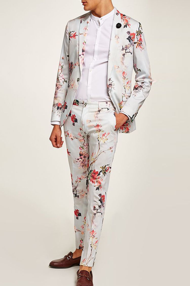 Topman White Floral Ultra Skinny Suit