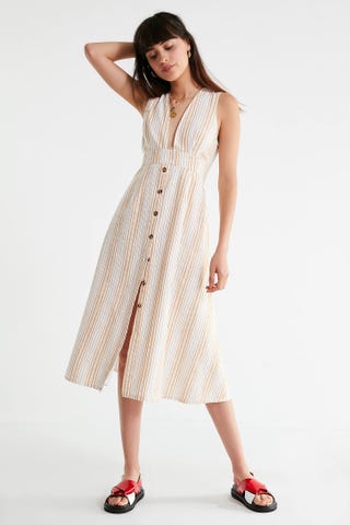 Plunging Linen Midi