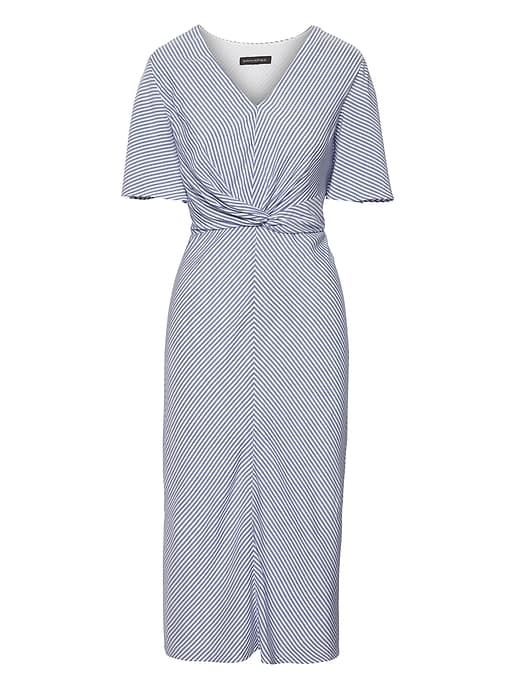 Stripe Twist-Front Tea Dress