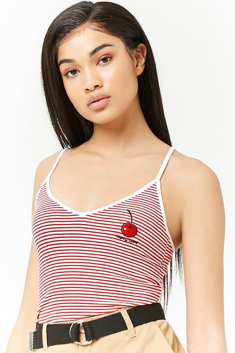 Striped Cherry Graphic Cami