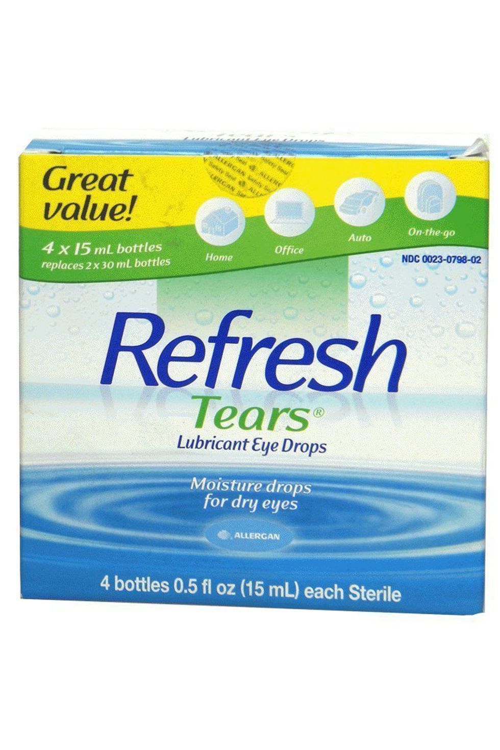 Refresh Tears Lubricant Eye Drops, Moisture Drops for Dry Eyes. 4- .5 fl oz. bottles