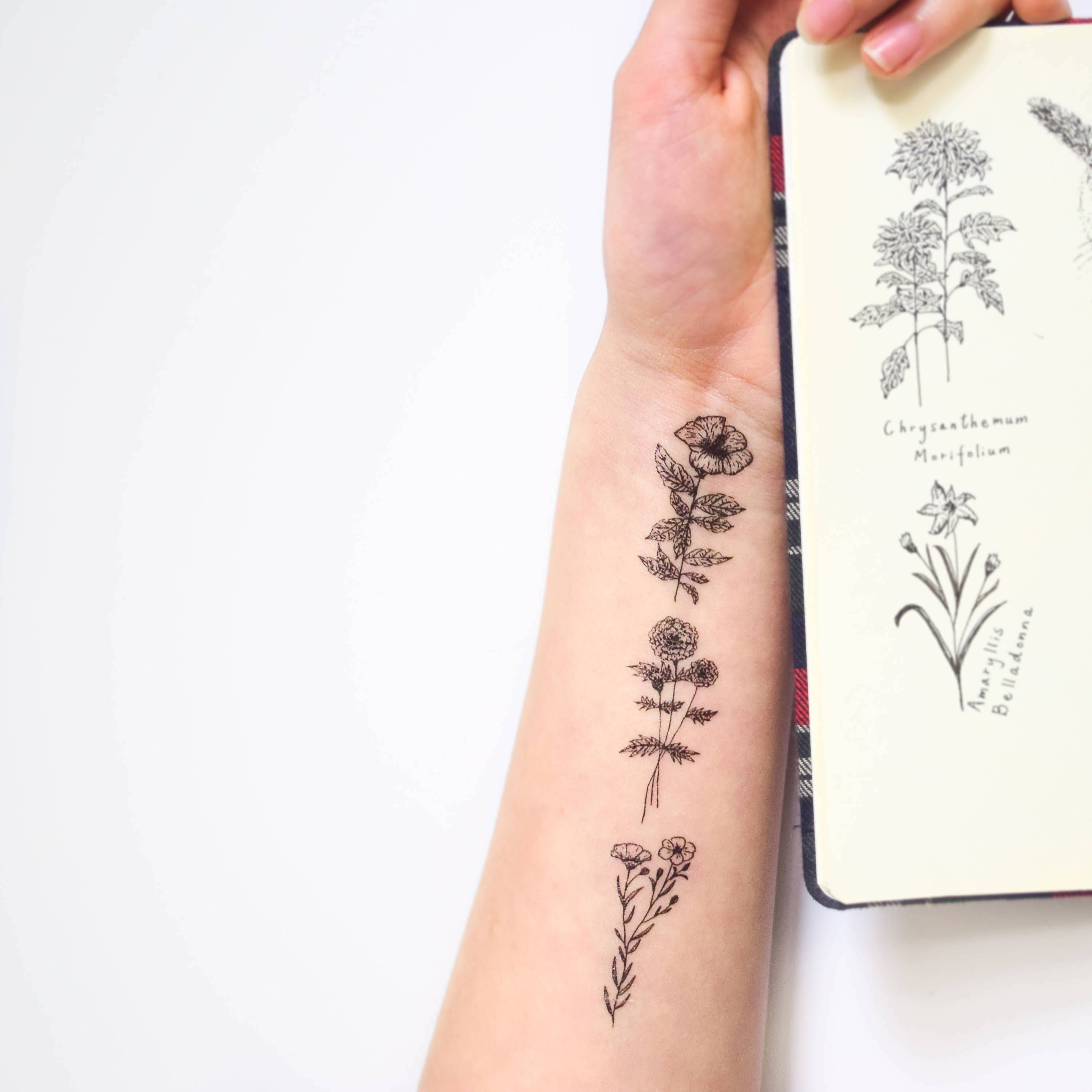 Flower Tattoo Sticker Water Transfer Temporary Fake Tattoo Body Art  Waterproof | eBay