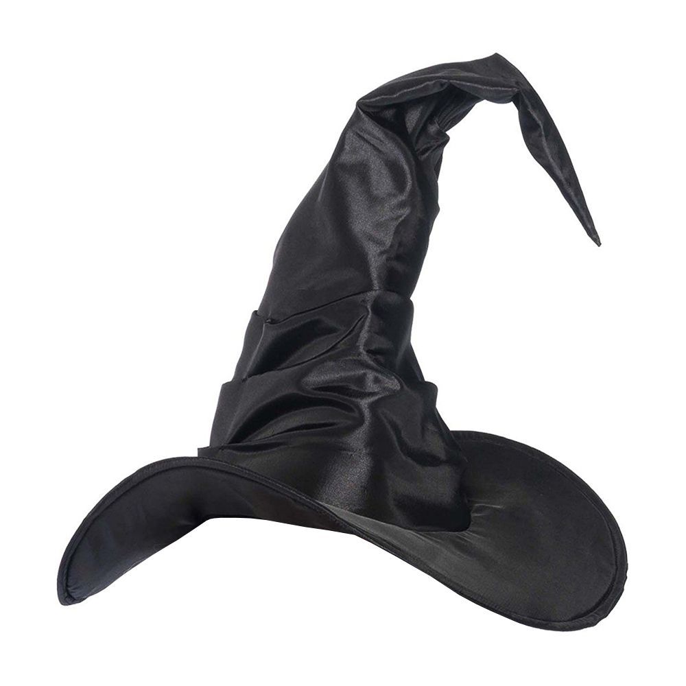 4 Pieces Halloween Witch Hat Halloween Women Ruched Cone Witch Hat Black Large Ruched Witch Hat Halloween Women Costume Accessory for Halloween Cosplay Party Decorations Favors 