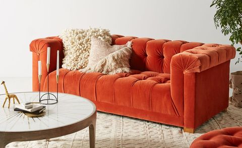 Central Perk Couch, Burnt Orange Leather Sofa