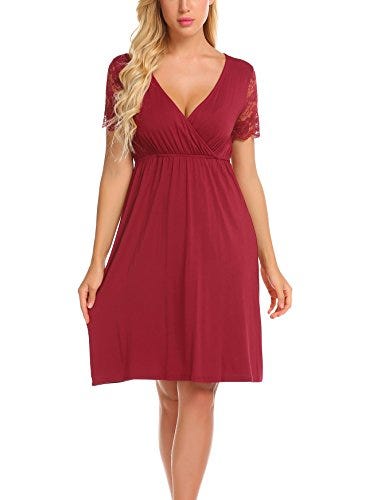 Milk burgundy maternity and nursing nightgown