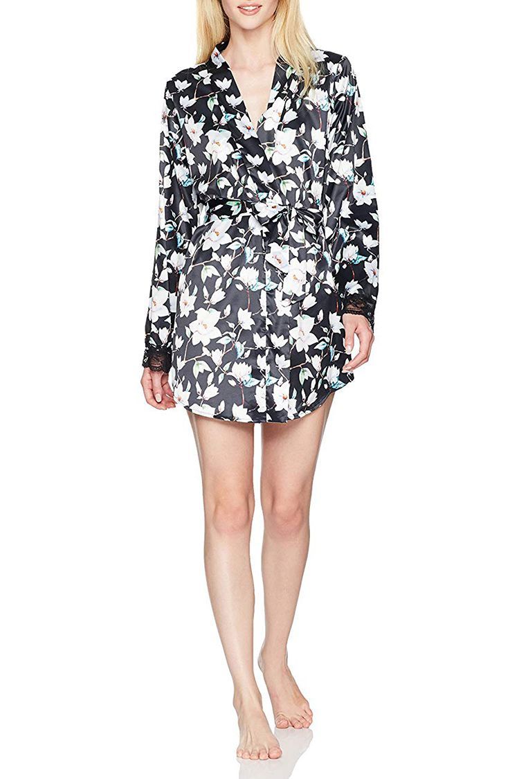 Women/'s Lady Selena Kimono Wrap Style Bath Robe Floral Design