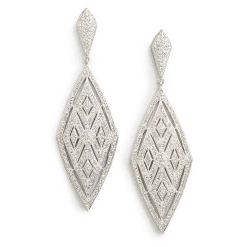 Crystal Encrusted Diamond Drop Earrings