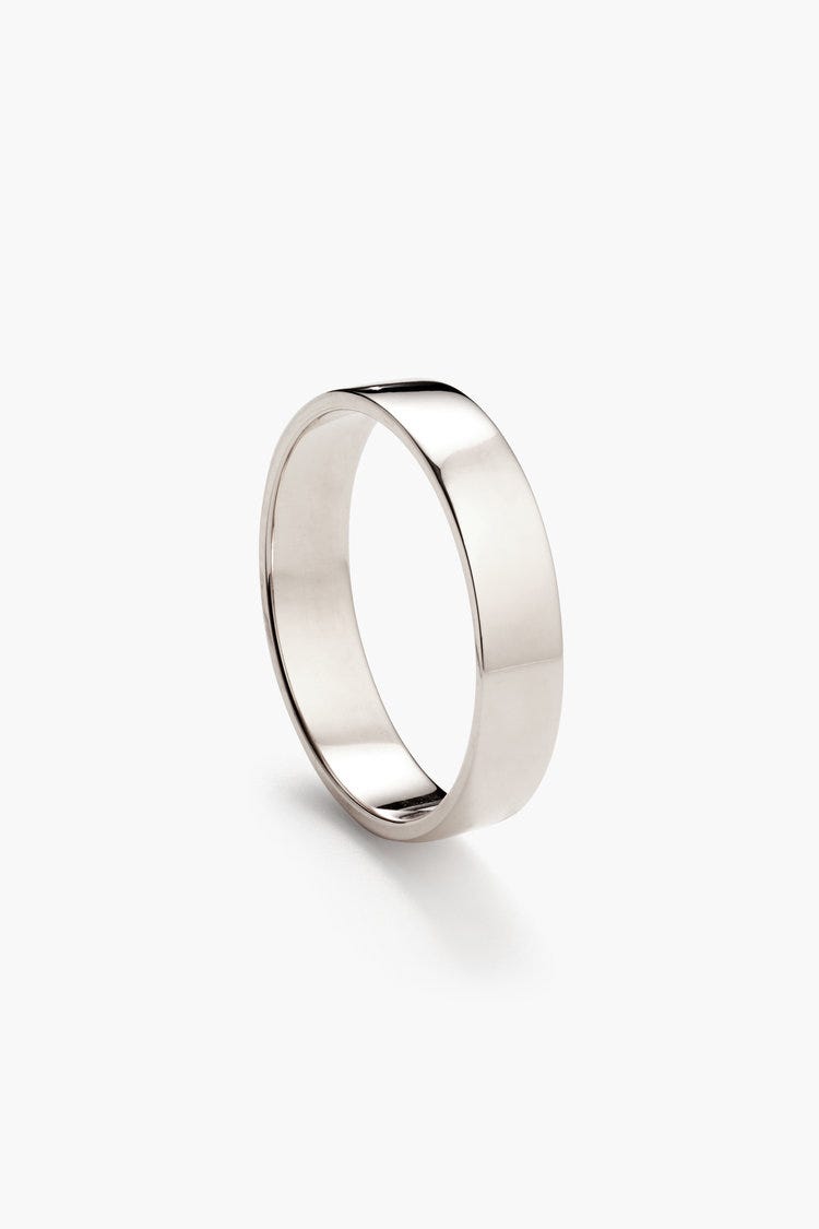 Classic Flat, 5mm, White Gold, Shiny
