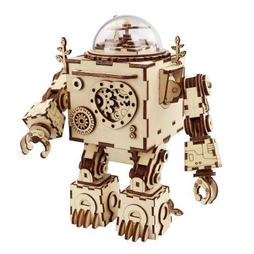 Robotime 3D Puzzle Wooden Robot Music Box 