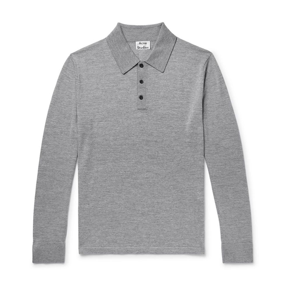 Acne Studios Slim-Fit Mélange Merino Wool Polo Shirt