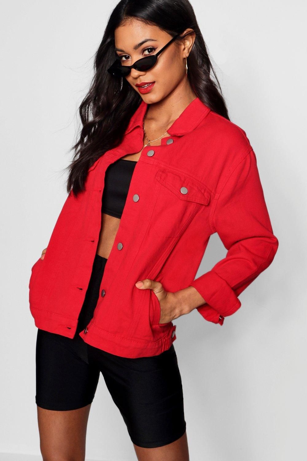 Willa Red Oversized Denim Jacket