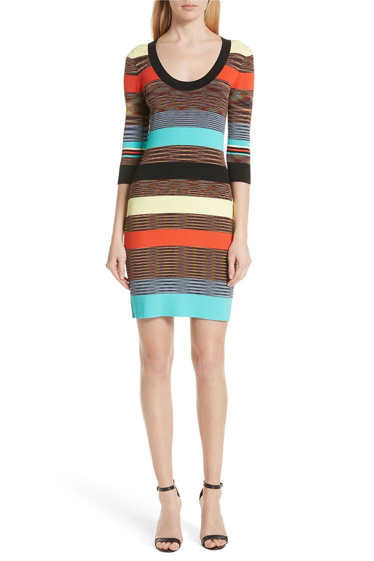 DVF Ribbed Stripe Body-Con Sweater Dress