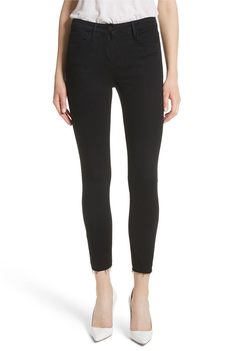 black skinny jeans with knee slits